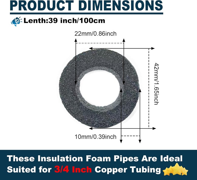 HEATIT Insulating Foam Pipe Covers, Outdoor Water Pipe Insulation Water Pipe Freeze Protection,Foam Tube Suitable for Outdoor and Indoor Water Pipe Pipeline(12 Pcs,3/4inch) - Image 2